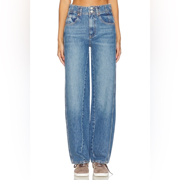 Free People We The Free Aster High Rise Straight Leg Jeans 24 Swarm Blue Denim - Picture 3 of 12